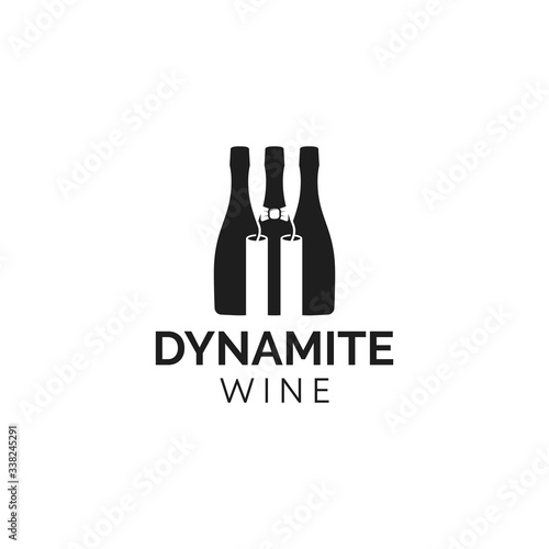 Dynamite Wine Negative Space Logo Design Icon Vector