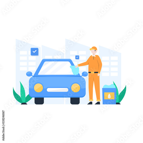 auto care, people washing and repair car vector illustration, suitable for landing page, ui, website, mobile app, editorial, poster, flyer, article, and banner