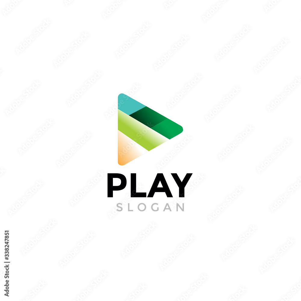 Fototapeta premium play button logo symbol. modern gradient icon design vector