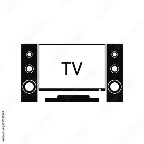 television icon vector illustration, chanel tv media lcd design monitor icon music symbol audio speaker
