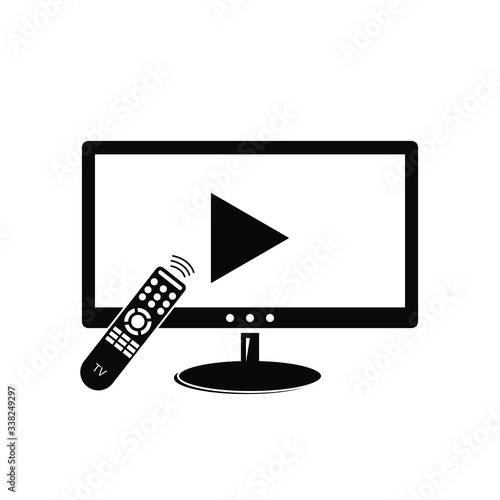 television icon vector illustration, chanel tv media lcd design monitor icon music symbol audio speaker
