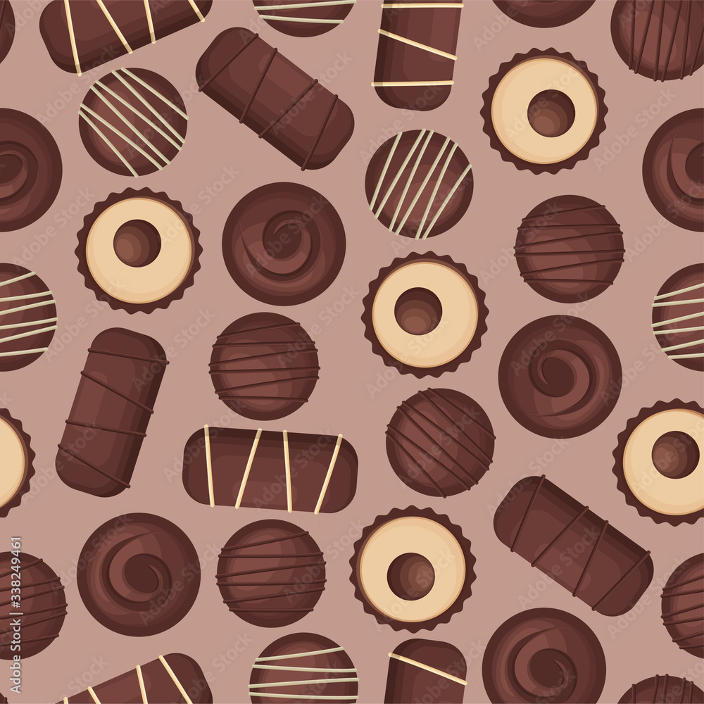 Fototapeta premium Chocolate candies. Colored Vector Patterns 