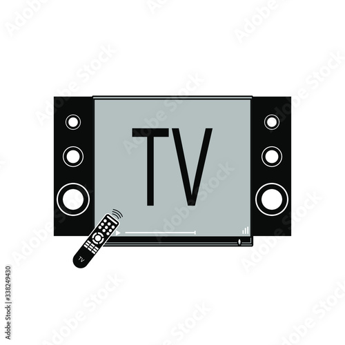 television icon vector illustration, chanel tv media lcd design monitor icon music symbol audio speaker
