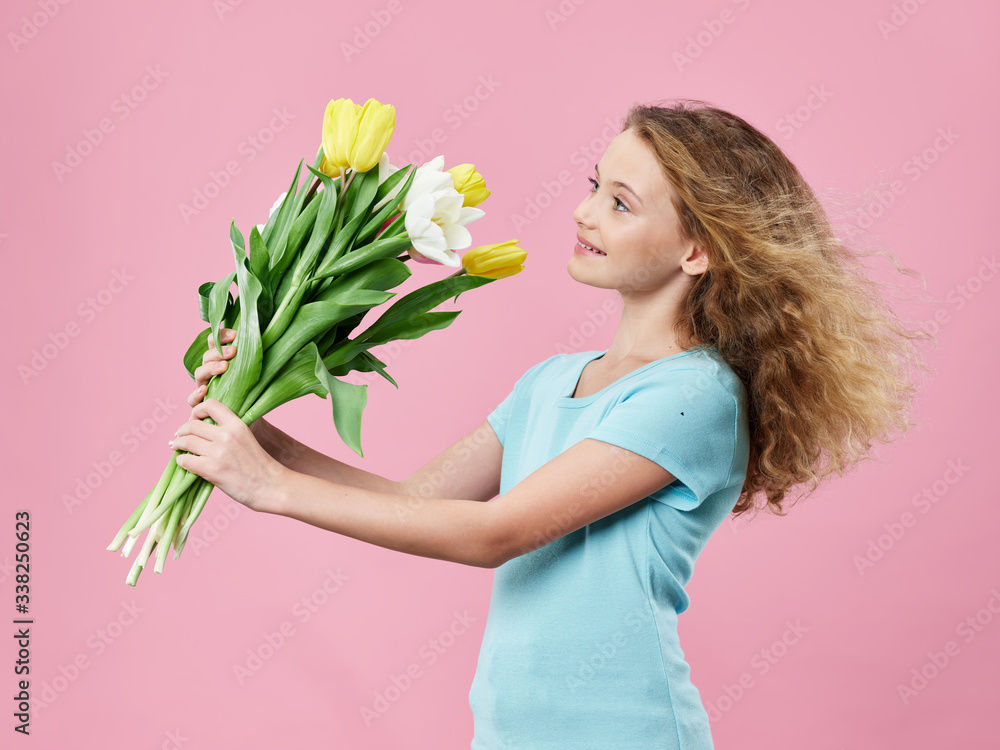pregnant woman with flowers pregnant woman with flowers