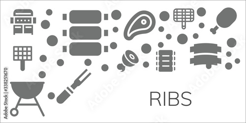 Modern Simple Set of ribs Vector filled Icons