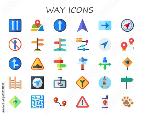 Modern Simple Set of way Vector flat Icons