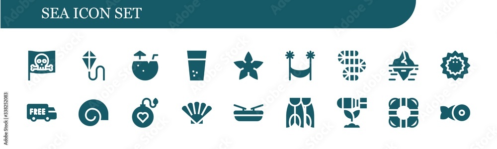 Modern Simple Set of sea Vector filled Icons