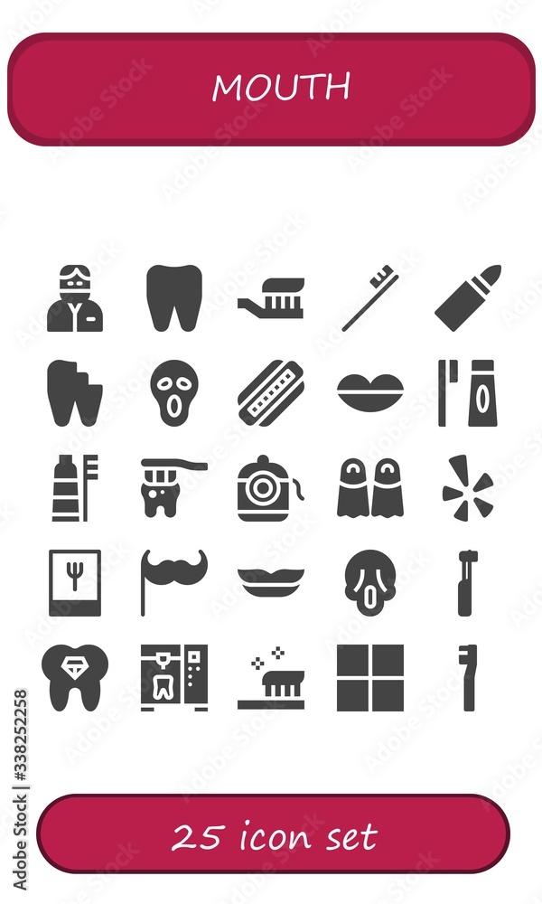Modern Simple Set of mouth Vector filled Icons