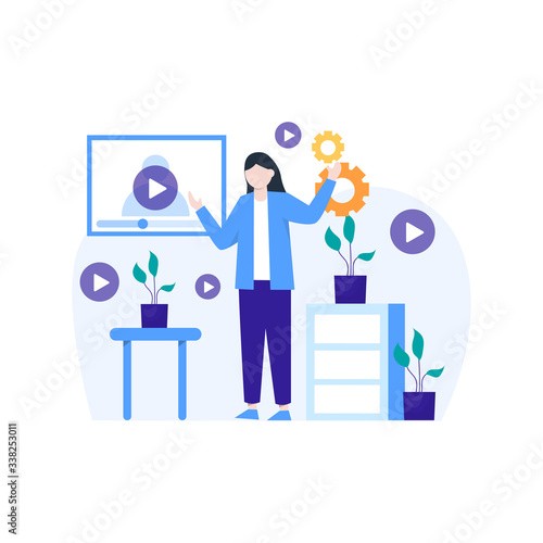 people enjoy online learning courses to add new skills vector illustration, suitable for landing page, ui, website, mobile app, editorial, poster, flyer, article, and banner