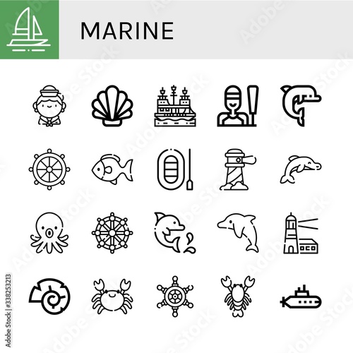Wallpaper Mural Set of marine icons Torontodigital.ca