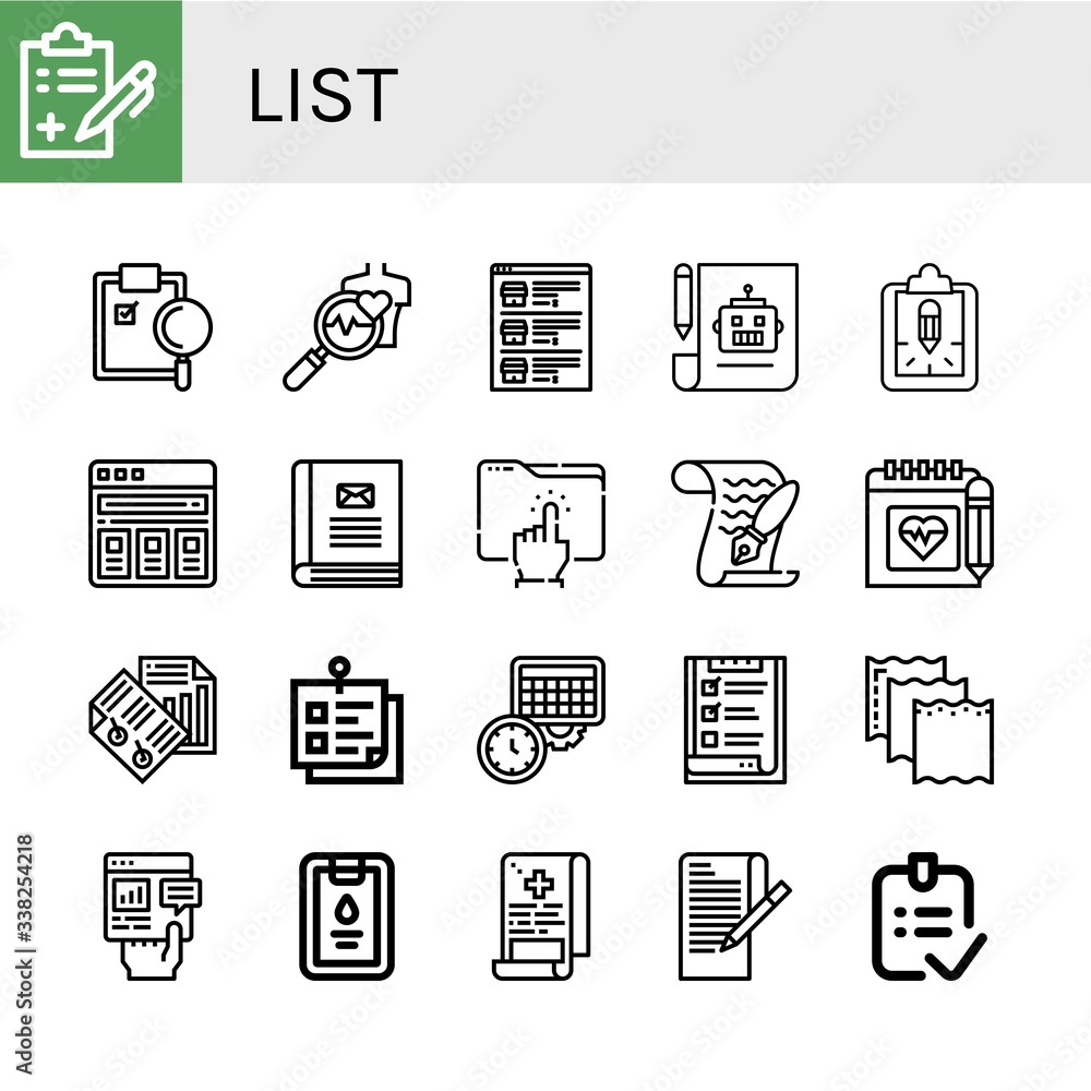 list simple icons set