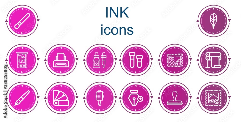 Editable 14 ink icons for web and mobile Editable 14 ink icons for web and mobile