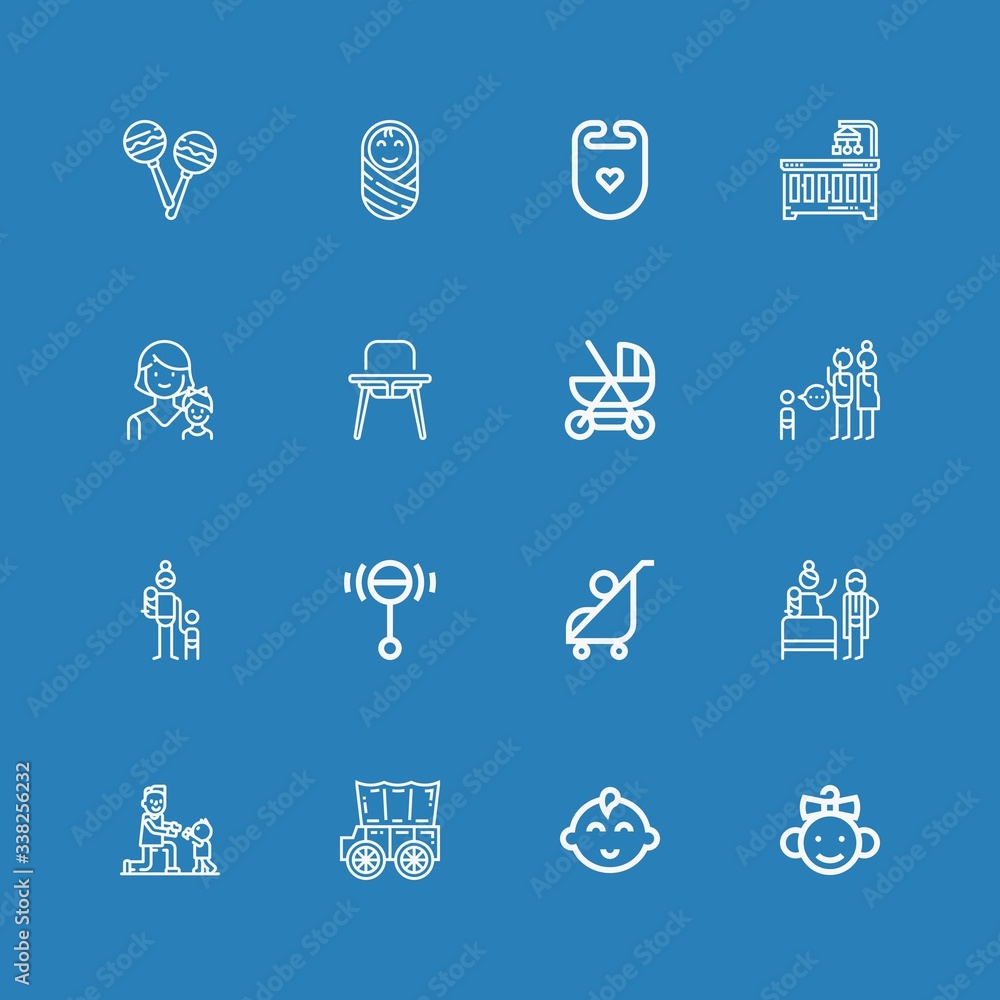 Editable 16 stroller icons for web and mobile