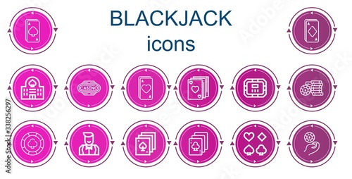 Editable 14 blackjack icons for web and mobile