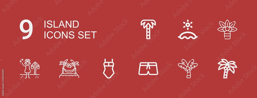 Editable 9 island icons for web and mobile Editable 9 island icons for web and mobile
