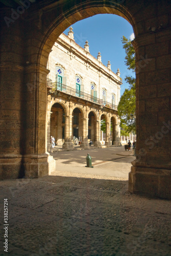 Historic Spanish archways in old Havana, Cuba