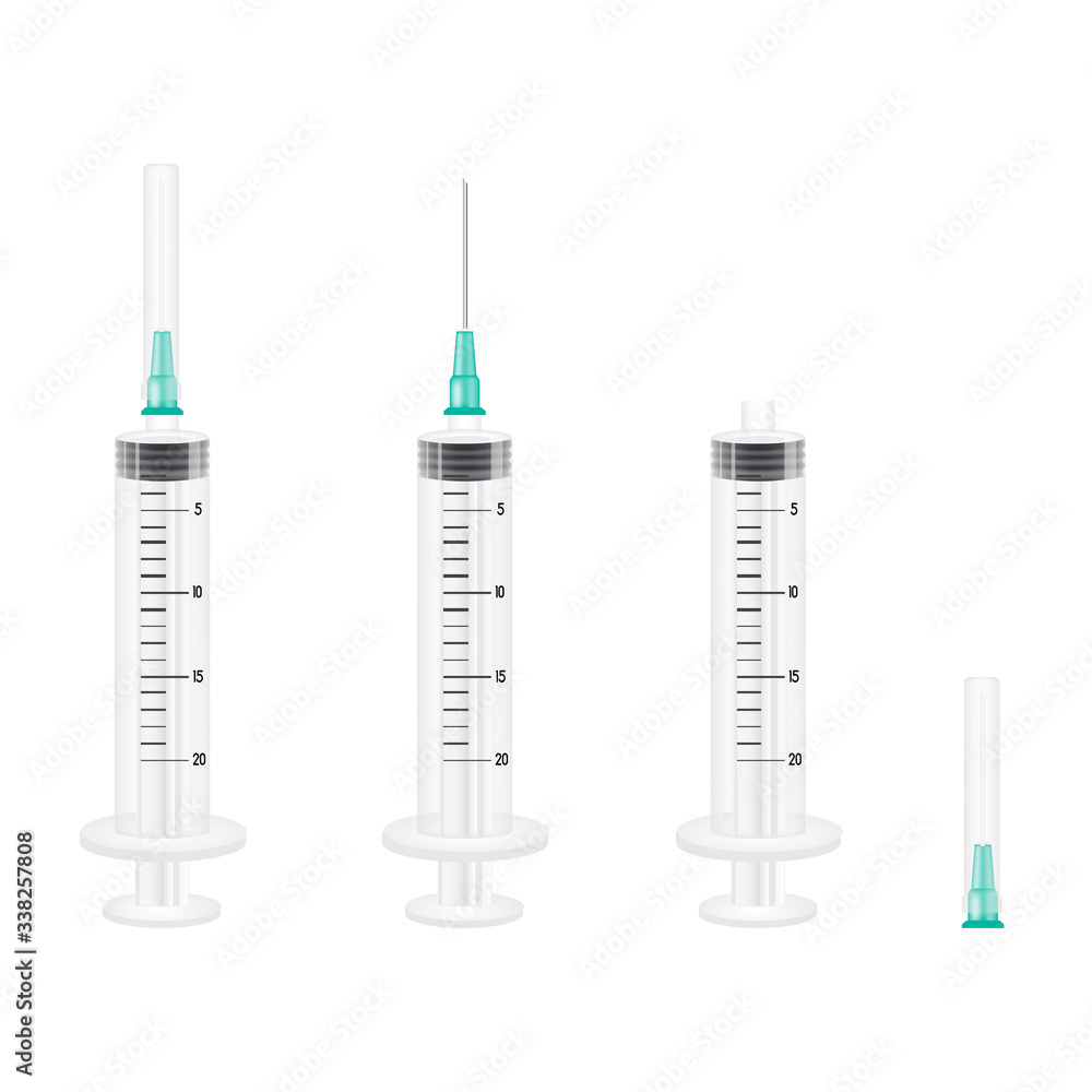 Medical shot syringe for vaccines. Mock up. Vector Medical shot syringe for vaccines. Mock up. Vector