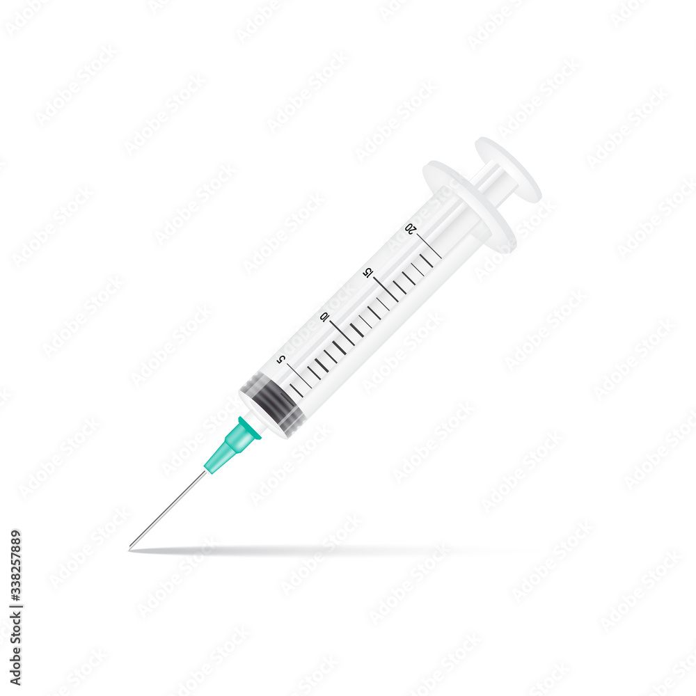 Medical shot syringe for vaccines. Mock up. Vector Medical shot syringe for vaccines. Mock up. Vector