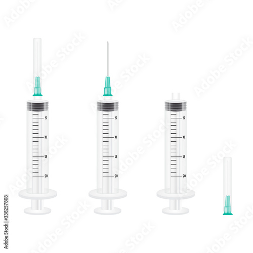 Medical shot syringe for vaccines. Mock up. Vector