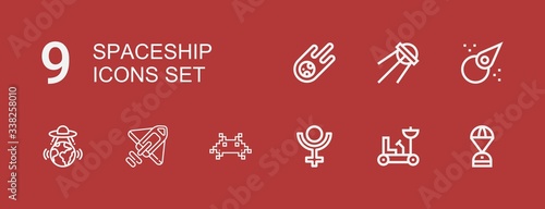 Editable 9 spaceship icons for web and mobile