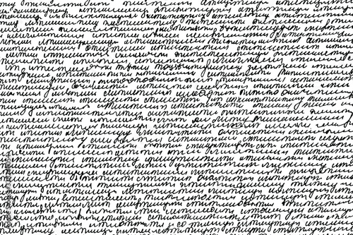 Grunge texture of handwritten text of poems. Monochrome background of handwritten, unreadable, illegible text. 