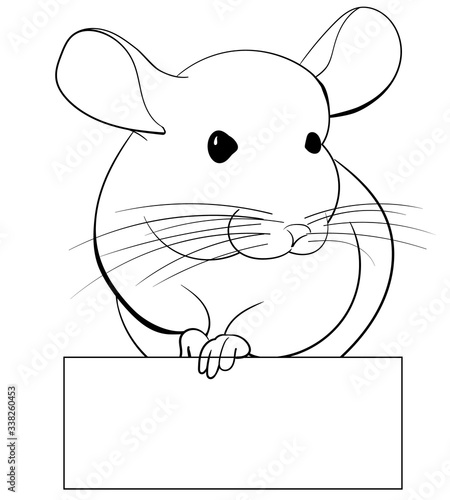 Chinchilla sketch with place for text  black line art