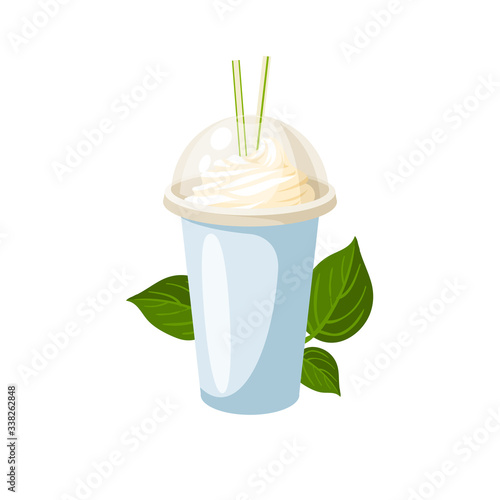 Dairy-free vegan milk ice cream. Vector illustration cartoon flat icon isolated on white.