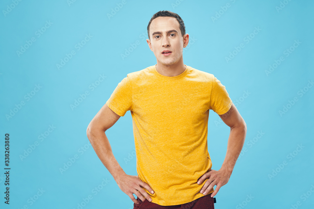 young man in yellow shirt young man in yellow shirt