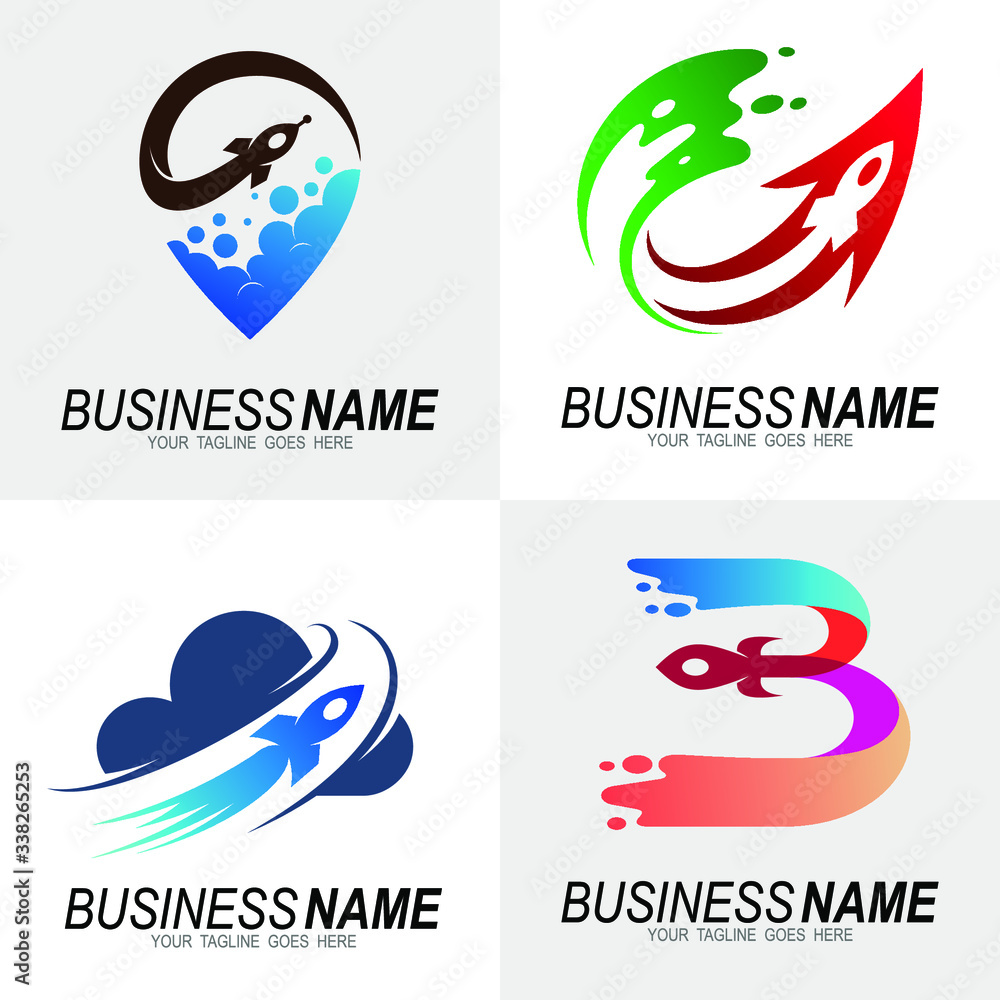 Set the Rocket logo with various shapes Set the Rocket logo with various shapes