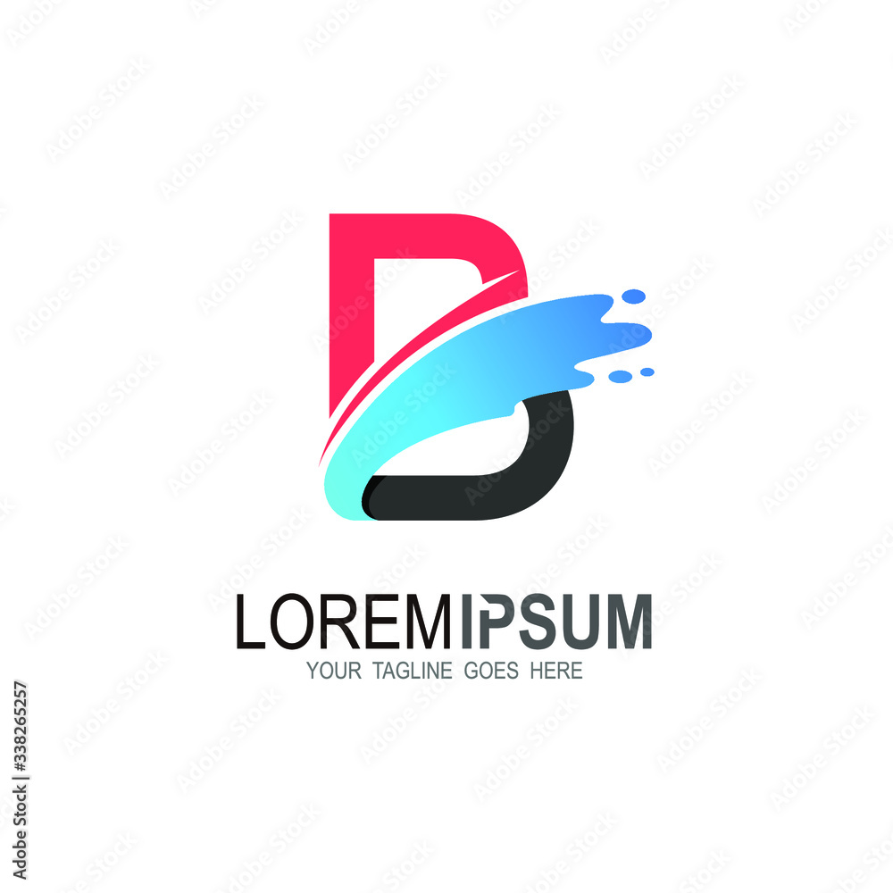 Letter b with wave water shape, line and wave icon, B logo Letter b with wave water shape, line and wave icon, B logo