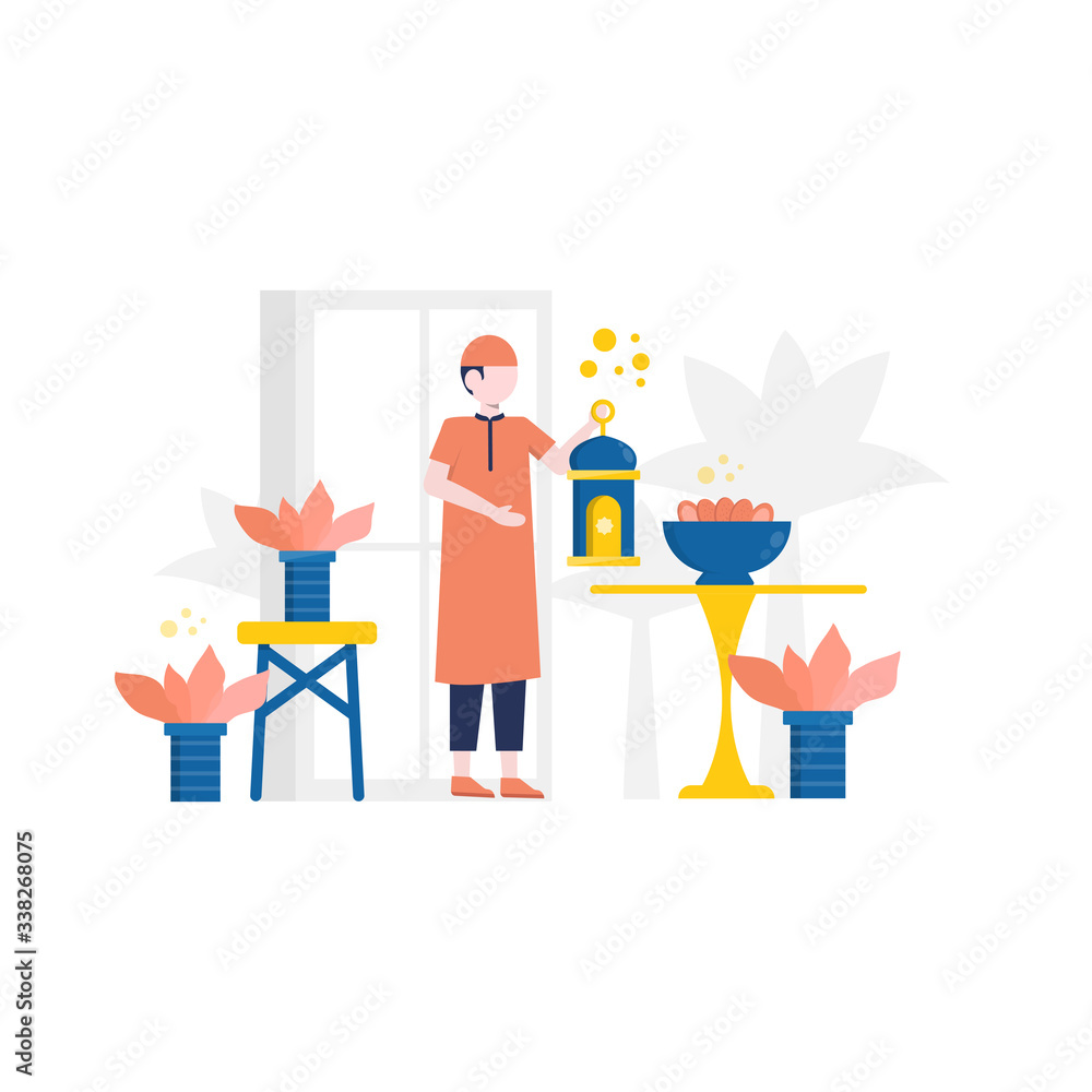 Muslims do Ramadan fasting and celebrate Eid al-Fitr vector illustration, suitable for landing page, ui, website, mobile app, editorial, poster, flyer, article, and banner Muslims do Ramadan fasting and celebrate Eid al-Fitr vector illustration, suitable for landing page, ui, website, mobile app, editorial, poster, flyer, article, and banner
