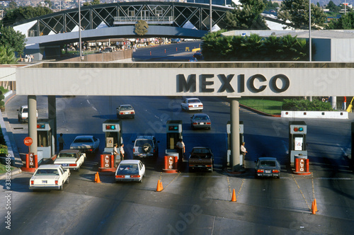 USA/Mexico border in San Diego, CA facing Tijuana photo