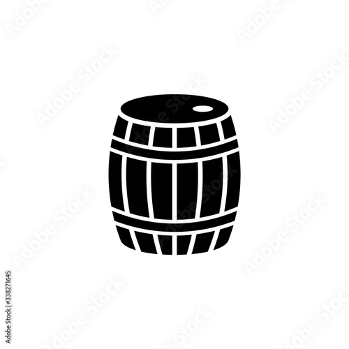 Wooden barrel vector icon on white background.