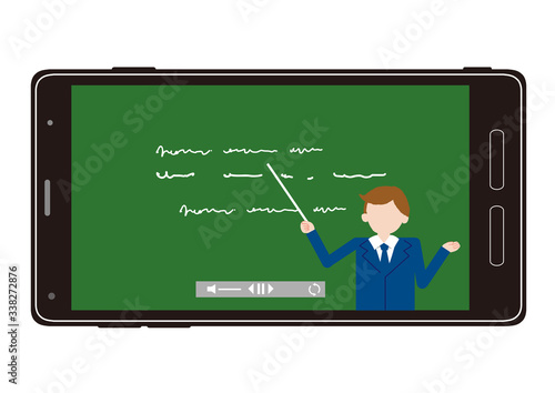 スマートフォン　オンライン授業　イラスト