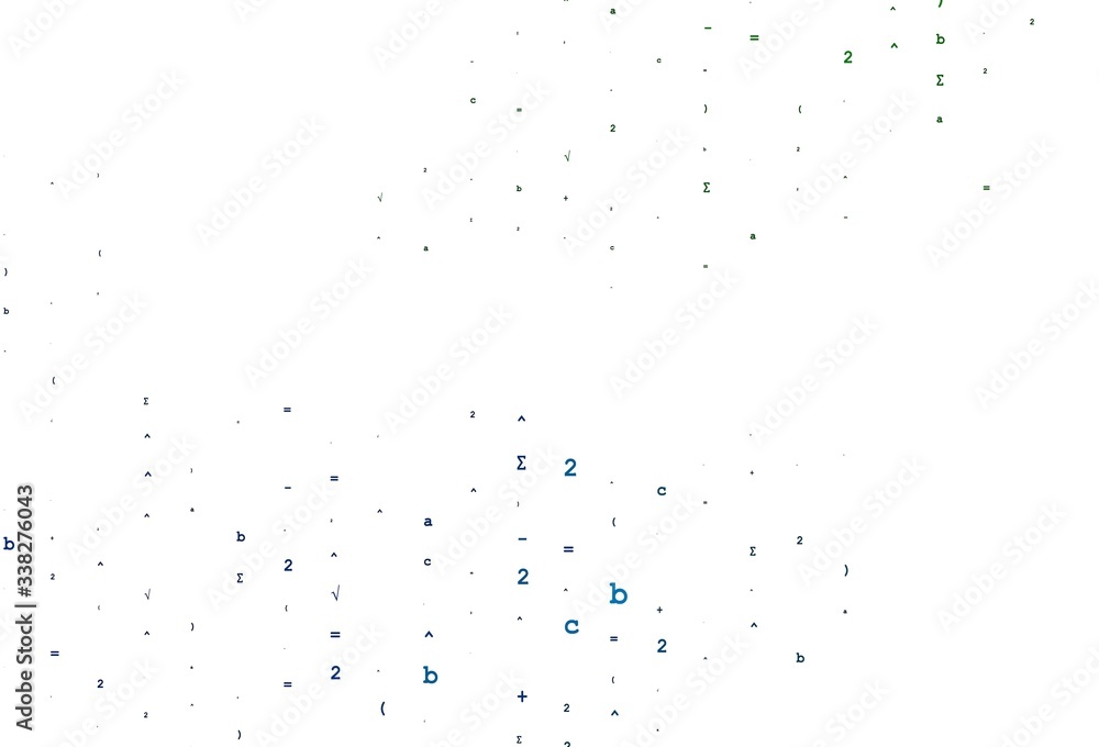 Light Blue, Green vector texture with mathematic symbols. Light Blue, Green vector texture with mathematic symbols.