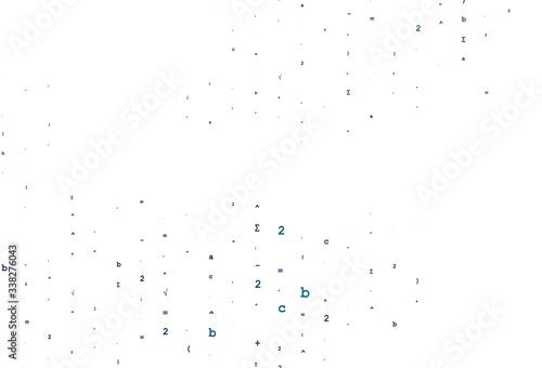 Light Blue, Green vector texture with mathematic symbols.