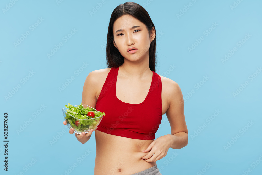 young woman with salad young woman with salad