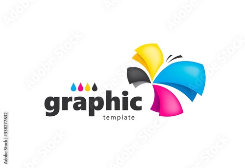 Colored logo graphic print cmyk abstract butterfly colorful flyer paper