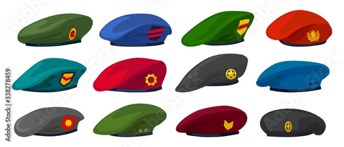 Military beret isolated cartoon set icon. Vector illustration army cap on white background.Cartoon set icon military beret .