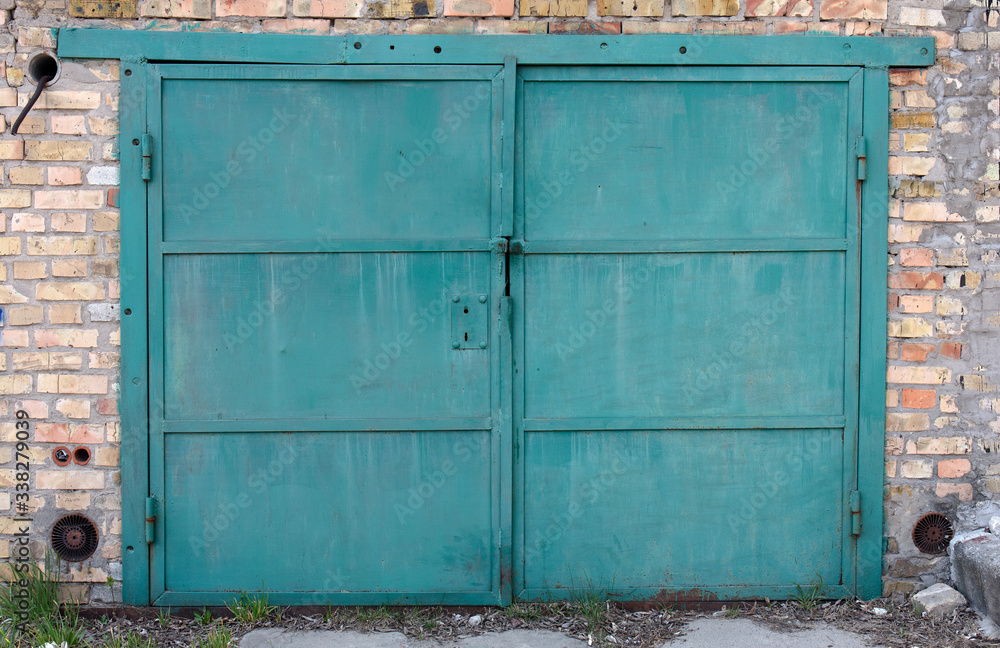old metal warehouse door, hangar old metal warehouse door, hangar