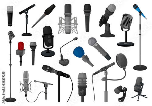 Photographie Microphone vector illustration on white background