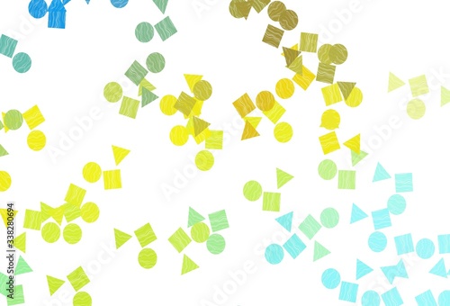 Light Blue  Yellow vector background with triangles  circles  cubes.