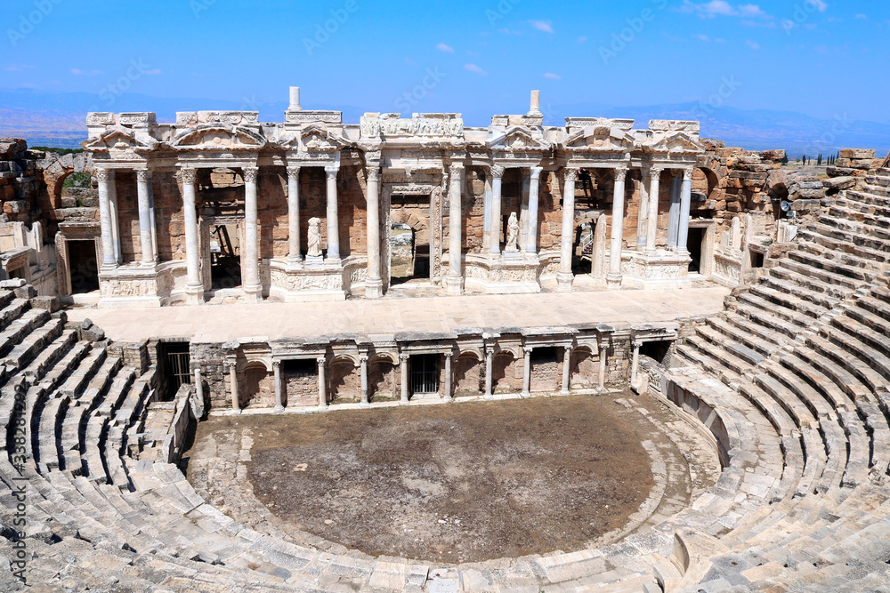 theater stage in ancient Hierapolis, Pamukkale, Anatolia, Turkey