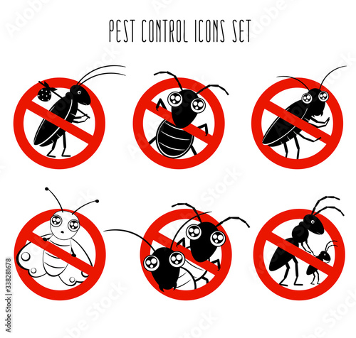 Pest control icons set