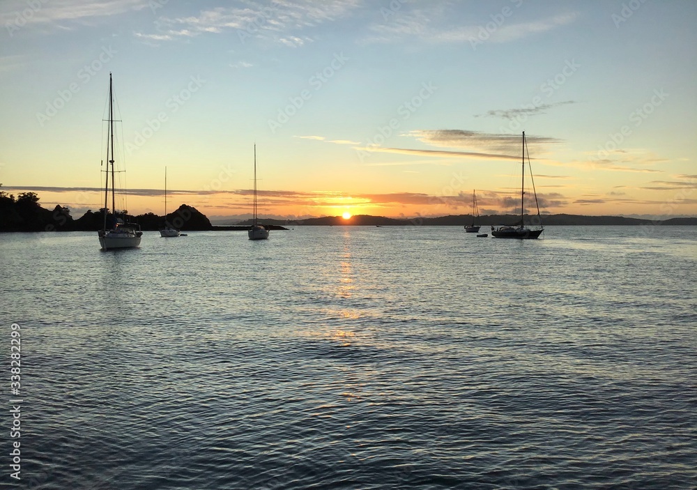Sunrise at anchor near Auckland, NZ