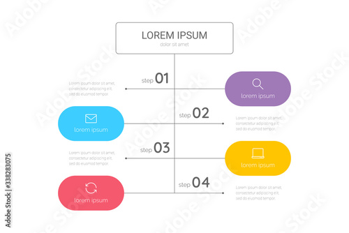 Presentation business infographic template with 4 options, steps or processes. Vector illustration.