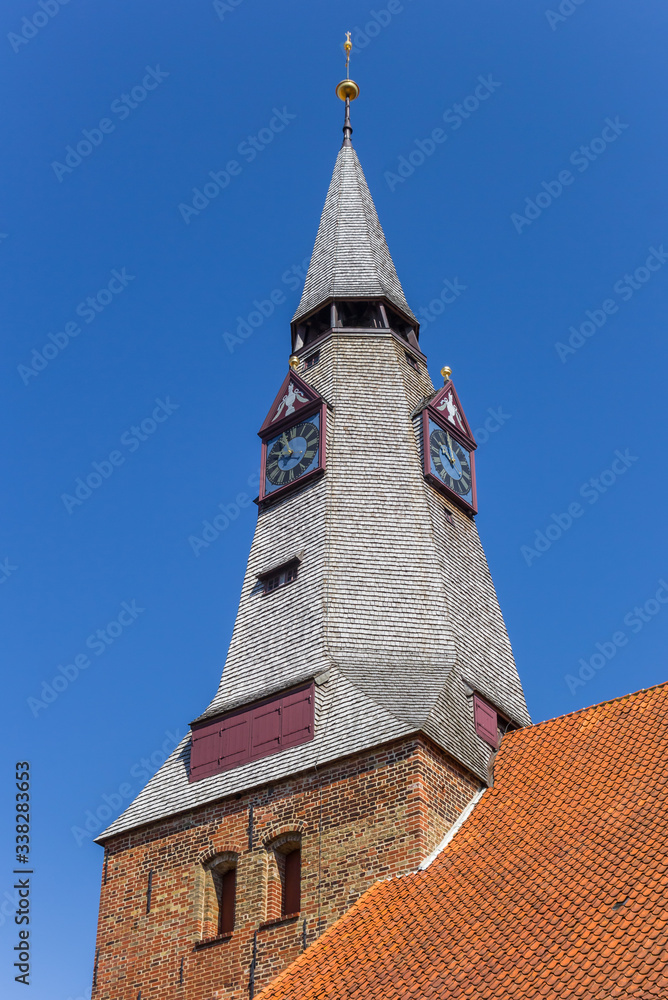 Tower of the Christ church in Tonder, Denmark