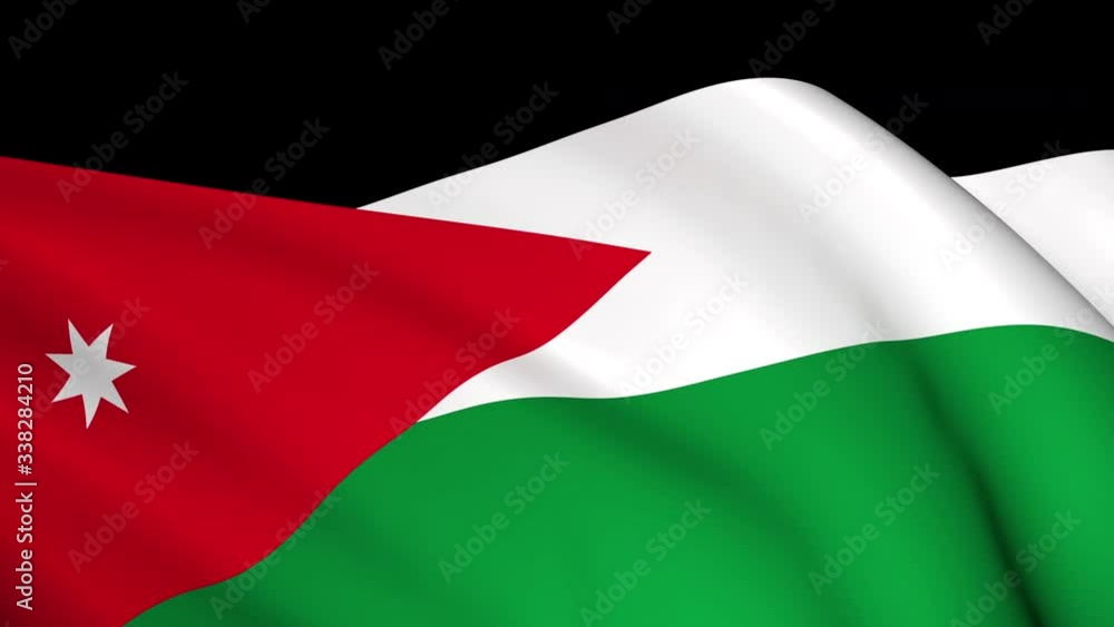 Jordan National Flag - 4K seamless loop animation of the Jordanian flag. Highly detailed realistic 3D rendering Jordan National Flag - 4K seamless loop animation of the Jordanian flag. Highly detailed realistic 3D rendering