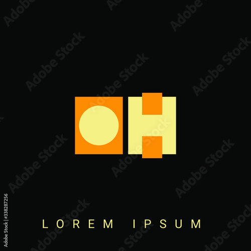 Modern creative shaped OH, HO, O, H logo. Initial Logo Designs Templete with Black Background. Vector Illustration