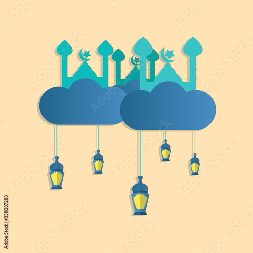 Ramadan Kareem concept banner with islamic vektor ilusration.